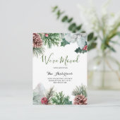 水彩画のクリスマス　ウィンター　引越しのお知らせ ポストカード (スタンド正面)