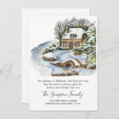水彩画のクリスマス カントリー 引越しのお知らせ 案内状 (正面/裏面)