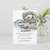 水彩画のクリスマス カントリー 引越しのお知らせ 案内状 (スタンド正面)