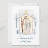 水彩画のクリスマス・ナティビティ 宗教的な ホリデーシーズンのカード シーズンカード (正面)