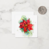 水彩画のクリスマス 赤い花 ノートカード (正面/裏面インサイチュ)