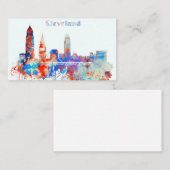 水彩画のクリーブランドのスカイライン 名刺 (正面/裏面)