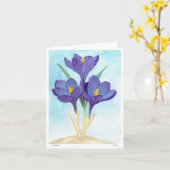 水彩画のクロッカスのメッセージカード カード (黄色い花)