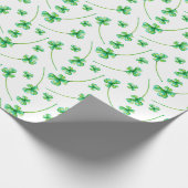 水彩画のクローバーの葉 ラッピングペーパー (角)