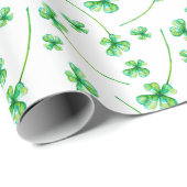 水彩画のクローバーの葉 ラッピングペーパー (ロールコーナー)