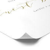 水彩画のグリーンと白い花のゲストブック ポスター (角)