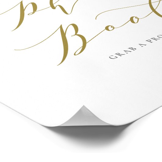 水彩画のグリーンと白い花のフォトブース ポスター (角)