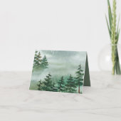 水彩画のグリーンと自然な森の感謝 サンキューカード (裏面)