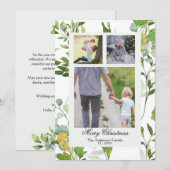 水彩画のグリーンと  ３　クリスマスの写真 シーズンカード (正面/裏面)