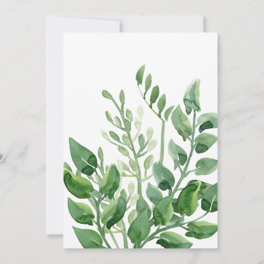 水彩画のグリーンを基調にした結婚式のお祝い 招待状 (裏面)