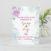 水彩画のグリーンエンゲージメント招待状 招待状 (スタンド正面)