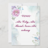 水彩画のグリーンエンゲージメント招待状 招待状 (裏面)