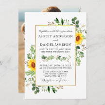 水彩画のグリーン サンシャイン ウェディング フォトバック