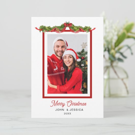 水彩画のグリーン フォトフレーム シーズンカード (スタンド正面)