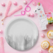 水彩画のグレースケールの灰色のモダンな紙皿 ペーパープレート (パーティー)