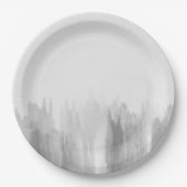 水彩画のグレースケールの灰色のモダンな紙皿 ペーパープレート (正面)