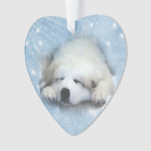 水彩画のグレート・ピレニーズの睡眠の子犬 オーナメント (正面)