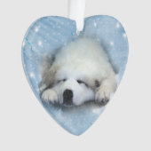 水彩画のグレート・ピレニーズの睡眠の子犬 オーナメント (正面)