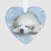 水彩画のグレート・ピレニーズの睡眠の子犬 オーナメント (裏面)