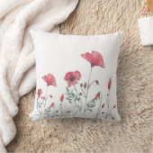 水彩画のケシ クッション (ブランケット)