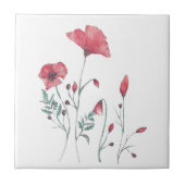 水彩画のケシ タイル (正面)