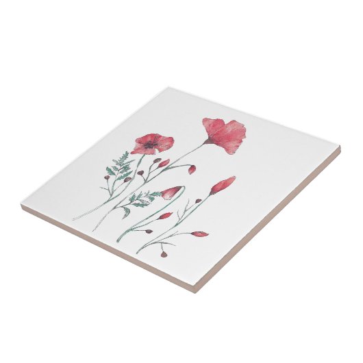 水彩画のケシ タイル (側面)