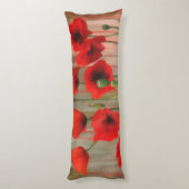 水彩画のケシ ボディピロー (裏面 (縦))