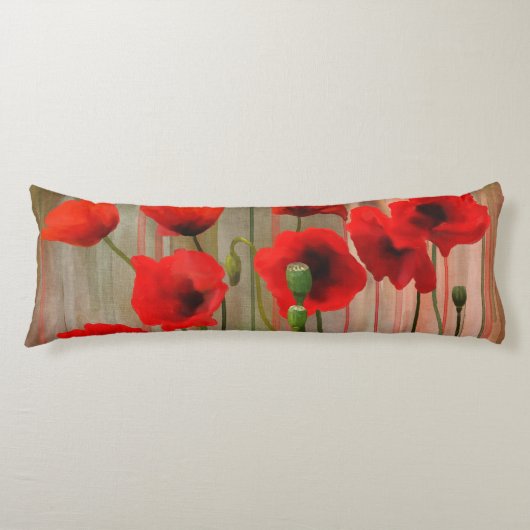 水彩画のケシ ボディピロー (正面)