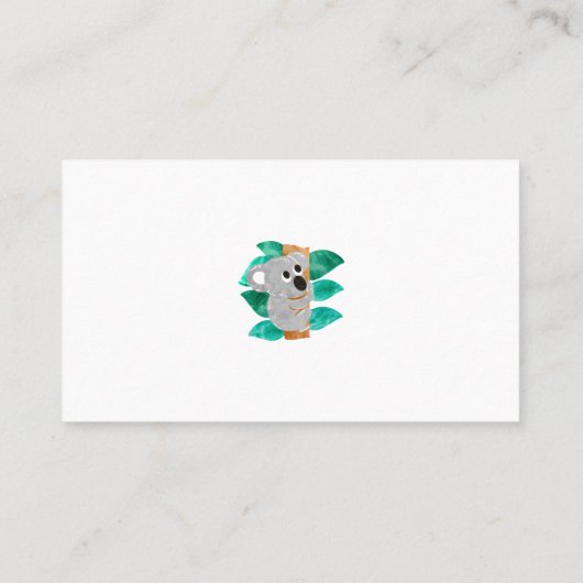 水彩画のコアラのベビーシッターの育児の提供者 名刺 (裏面)