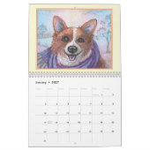 水彩画のコルギ犬の壁カレンダー カレンダー (1月 2027)