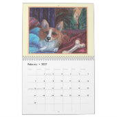 水彩画のコルギ犬の壁カレンダー カレンダー (2月 2027)