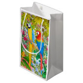 水彩画のコンゴウインコはギフトバッグをオウム返しします スモールペーパーバッグ (正面アングル)