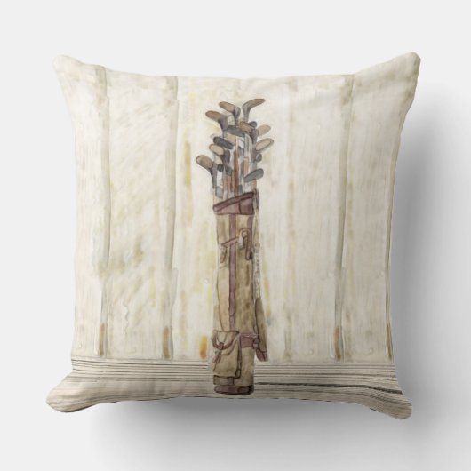 水彩画のゴルフプリント、綿の装飾用クッション20x20 クッション (正面)