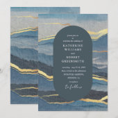 水彩画のゴールドの風景 ウェディング招待状 招待状 (正面/裏面)