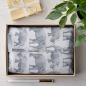 水彩画のサファリの象及びサイパターン 薄葉紙 (ギフト)