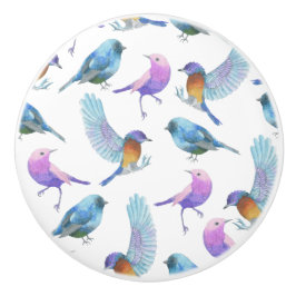 水彩画のサファリ: 鳥(BG色をカスタマイズ!) セラミックノブ