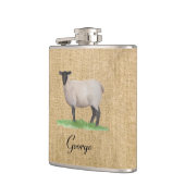 水彩画のサフォークのヒツジ フラスク (左)