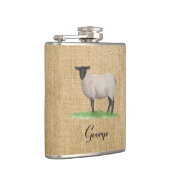 水彩画のサフォークのヒツジ フラスク (右)