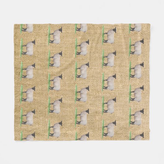 水彩画のサフォークのヒツジ フリースブランケット (正面(横))