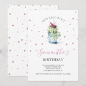 水彩画のサボテンのオンライン誕生日招待状 招待状 (正面/裏面)