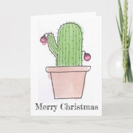 水彩画のサボテンのクリスマスカード シーズンカード