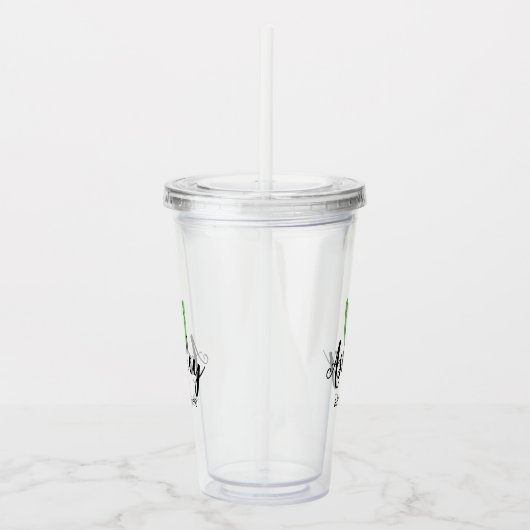 水彩画のサボテンのパーソナライズな新婦付添人 アクリルタンブラー (右)