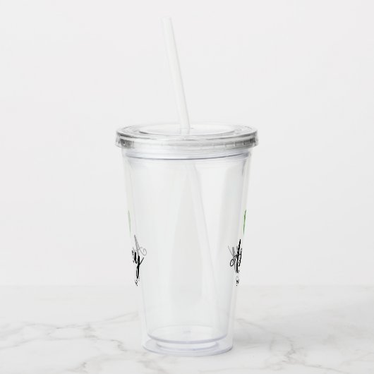 水彩画のサボテンのパーソナライズな新婦付添人 アクリルタンブラー (左)