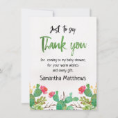 水彩画のサボテンのベビーシャワーのサンキューカード 招待状 (正面)
