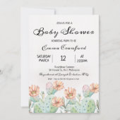 水彩画のサボテンの中立ベビーシャワーの招待状 招待状 (正面)