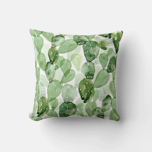水彩画のサボテンの屋内か屋外の装飾用クッション クッション (正面)