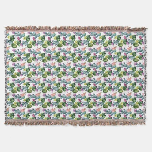 水彩画のサボテンの芸術パターン スローブランケット (正面)