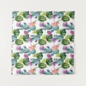 水彩画のサボテンの芸術パターン タペストリー (正面)