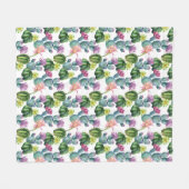 水彩画のサボテンの芸術パターン フリースブランケット (正面(横))