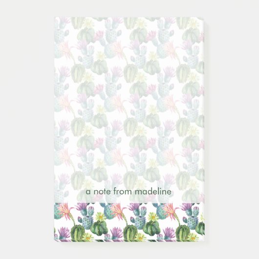 水彩画のサボテンの芸術パターン ポストイット (正面)